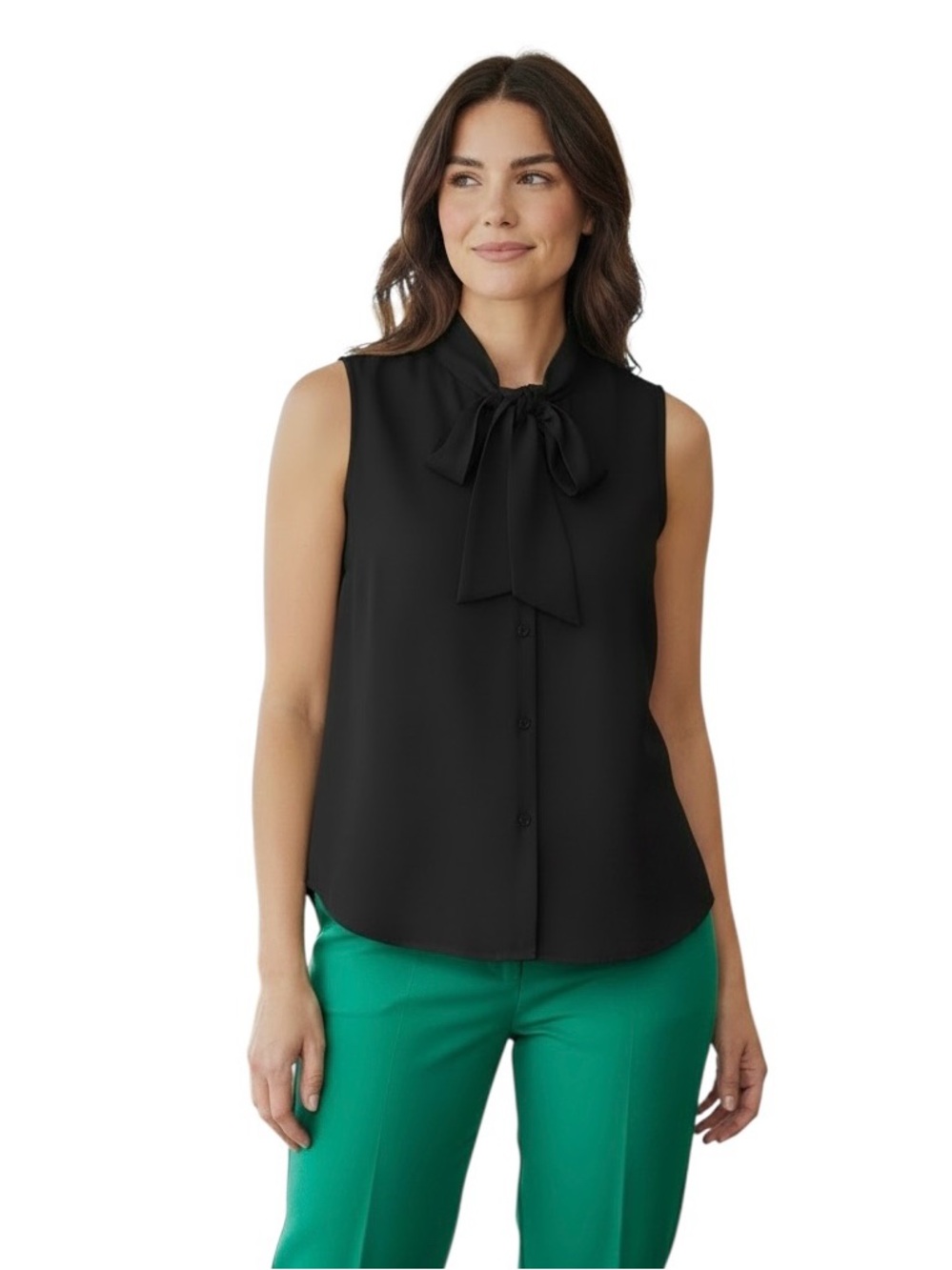 Banana Republic Black Sleeveless Bow-Tie Blouse